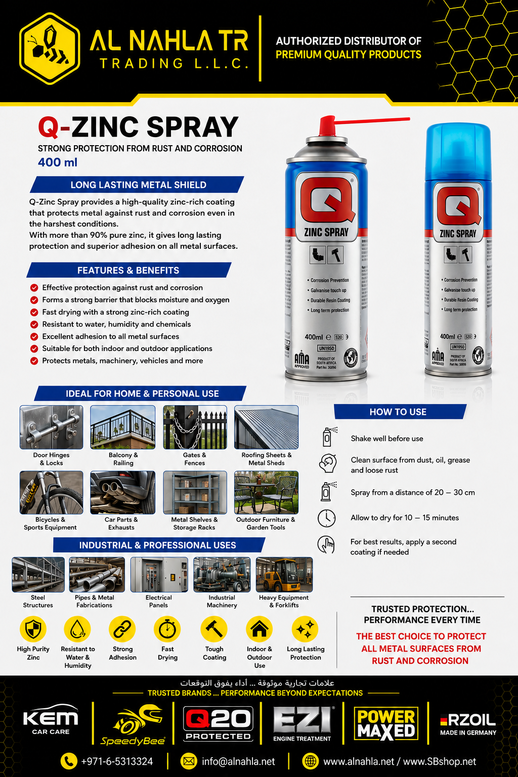 Q-Zinc Spray 400ml – Zinc-Rich Anti-Rust Metal Coating