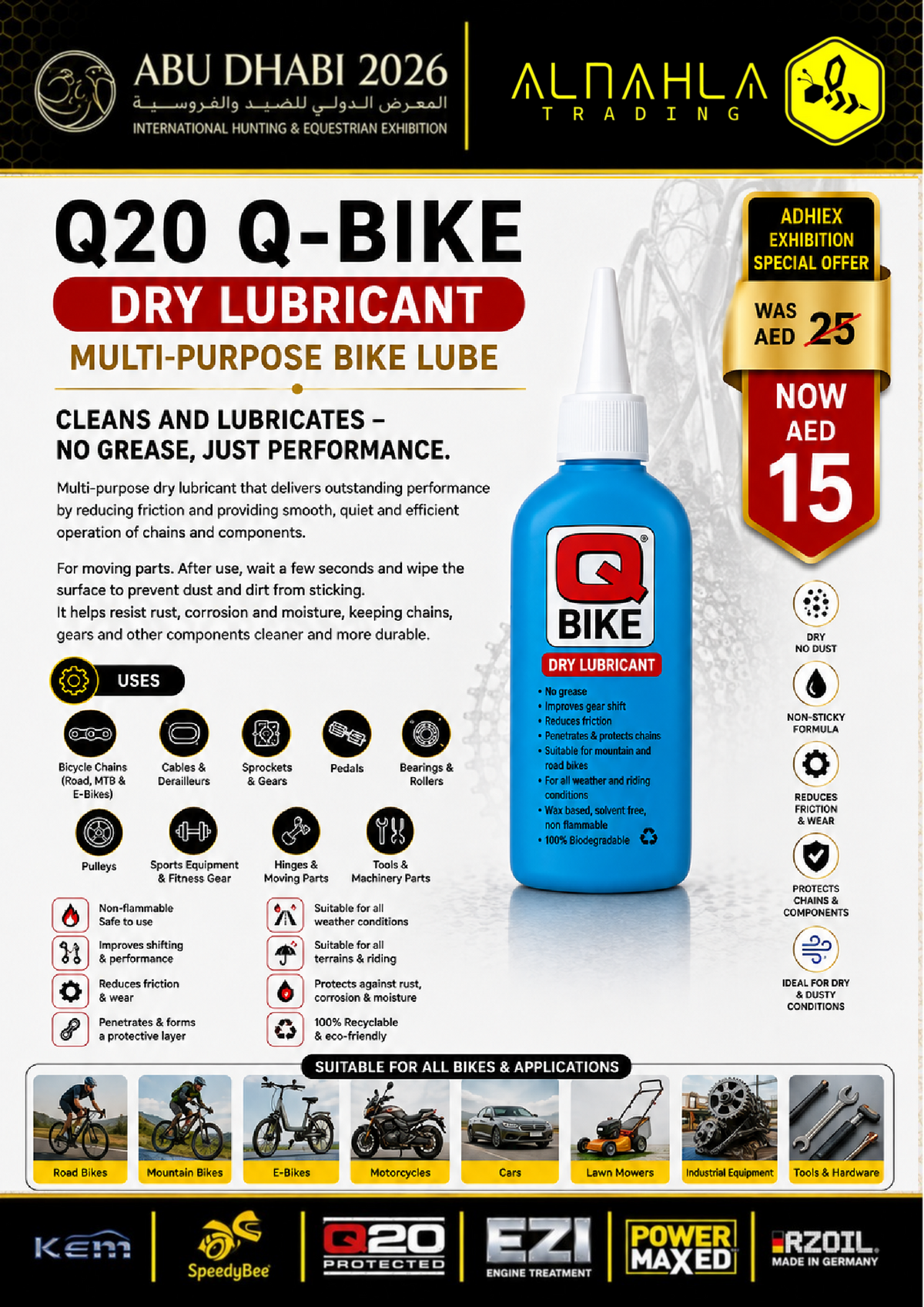 Q-BIKE DRY BICYCLE CHAIN LUBRICANT & Purpose Dry Lubricant