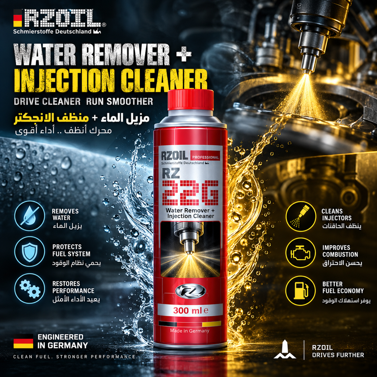 RZ22G Water Remover + Injection Cleaner 300ml